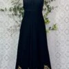SALE Vintage 70s Black Maxi Dress With Gold Embroidery - Size - XS