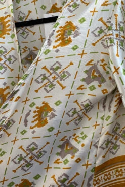 Venus Vintage Sari Midi Dress - Pearl White & Mustard Elephant Print - Size S/M -KIKIS Clothing Shop image 4bc6f600 de88 4e3a 819a 2b97dcd567dc