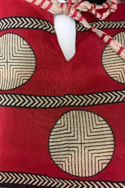 Daisy Midi Smock Dress - Vintage Indian Cotton Sari - Scarlet & Sandstone Spots & Stripes - S/M -KIKIS Clothing Shop image 50daa538 0168 4639 a13a 64937c6993fe