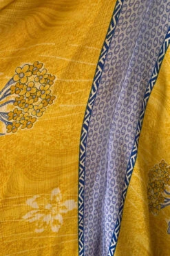 Athena Maxi Dress - Vintage Sari - Buttercup & Blueberry Flower Motif - S/M - L/XL -KIKIS Clothing Shop image 5144e97d ea50 46b5 863b 85433da66e5c