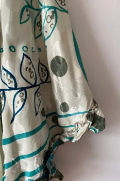 Venus Maxi Dress - Vintage Sari - Salt White & Ocean Blue Shimmer - Size S -KIKIS Clothing Shop image 51a9c90a dc86 4994 8b21 2be2a9c9d777