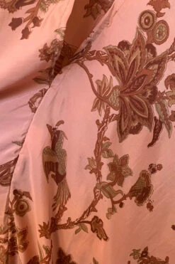 Athena Maxi Dress - Vintage Sari - Dusty Rose Bird & Jacquard Print - XS - M/L -KIKIS Clothing Shop image 61368a05 4ed1 48d2 9392 fcdff13943aa