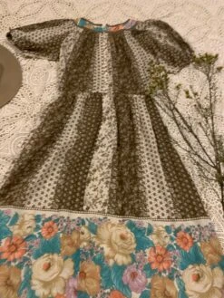 SALE Vintage 70s Boho Dress - Juniper & White Floral Colour Block - XS/S -KIKIS Clothing Shop image 65eab4f7 9e3f 4d4a b4c5 a833d654f224