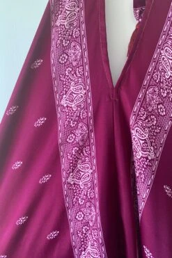 Athena Maxi Dress - Vintage Sari - Deep Plum Purple Motif - S - XXL -KIKIS Clothing Shop image 688ef773 95c5 4d54 8a24 7c5fad495567
