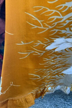Venus Vintage Sari Midi Dress - Ochre Yellow Leaf & Bird Print - Size S -KIKIS Clothing Shop image 6b41e627 0023 4976 b70c 04763ec95411