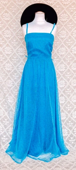 SALE Vintage Vera Mont Turquoise Blue Strappy Dress - Size XXS - XS