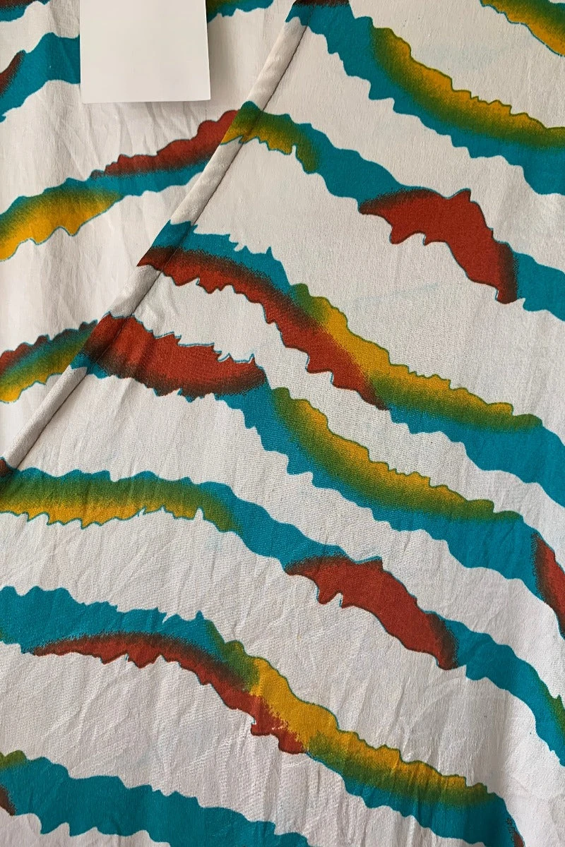 Venus Vintage Sari Midi Dress - Salt White & Stripe Embroidered Flowers - Size M/L 6 Venus Vintage Sari Midi Dress - Salt White & Stripe Embroidered Flowers - Size M/L - Image 6