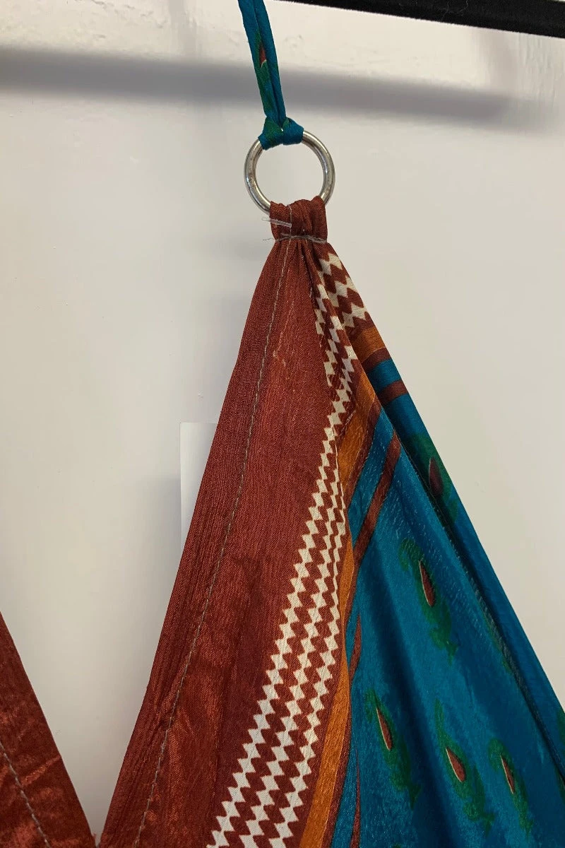 Eden Halter Maxi Dress - Vintage Sari - Teal Blue & Burnt Sienna Paisley - Free Size M/L 5 Eden Halter Maxi Dress - Vintage Sari - Teal Blue & Burnt Sienna Paisley - Free Size M/L - Image 5