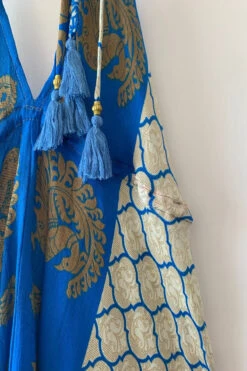 Blossom Halter Maxi Dress - Vintage Sari - Ivory & Majorelle Blue Peacock Print - Free Size L/XL 9 Blossom Halter Maxi Dress - Vintage Sari - Ivory & Majorelle Blue Peacock Print - Free Size L/XL -KIKIS Clothing Shop image 7ee86a68 7418 40c8 8361 fa384417240d