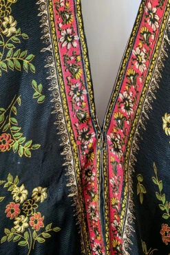 Athena Maxi Dress - Vintage Sari - Phantom Black Jasmine Floral - M - XXL -KIKIS Clothing Shop image 821ab223 e4be 4b3c b50a f1cd253aa6ad