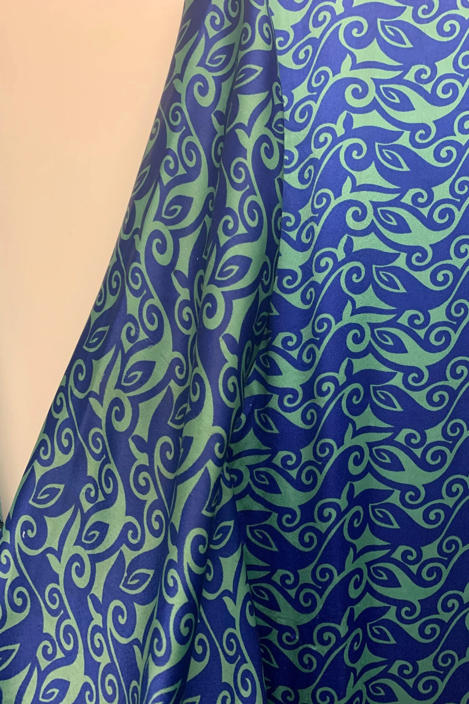 Venus Maxi Dress - Vintage Sari - Sage & Sapphire Swirls - Size S 5 Venus Maxi Dress - Vintage Sari - Sage & Sapphire Swirls - Size S - Image 5