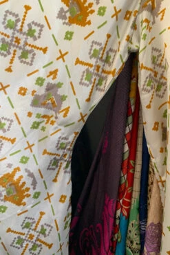 Venus Vintage Sari Midi Dress - Pearl White & Mustard Elephant Print - Size S/M -KIKIS Clothing Shop image 89adb0e9 e6fa 4cc2 ac21 c8ed98c61053