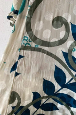 Venus Maxi Dress - Vintage Sari - Salt White & Ocean Blue Shimmer - Size S -KIKIS Clothing Shop image 8a873b15 37ba 4e16 9f4f 4165c554a4d2