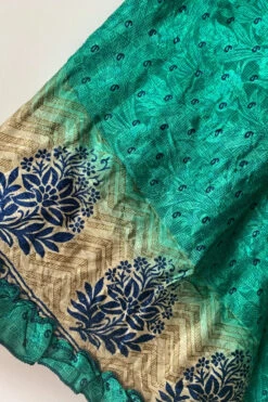 Venus Maxi Dress - Vintage Sari - Mermaid Jade & Sandy Beige - Size S/M -KIKIS Clothing Shop image 8e8dcefd c1e3 46d2 914d 46810993cdb1