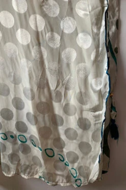 Venus Maxi Dress - Vintage Sari - Salt White & Ocean Blue Shimmer - Size S -KIKIS Clothing Shop image 9888f5fc 82ad 48fe a148 c77c0bb1ec74