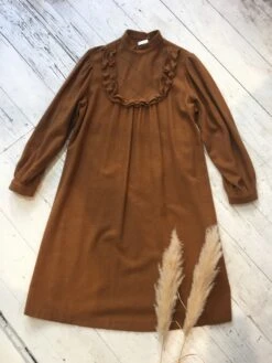 Vintage Dark Mustard Knit Prairie Dress - M / L