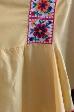 Vintage Mini Dress - Daffodil Yellow Embroidered Tiles - Size S -KIKIS Clothing Shop image 9f18afa1 80f5 4903 861a e9bd54dc7f88