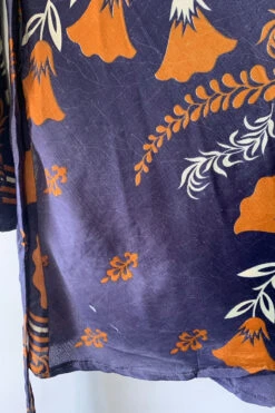 Karina Kimono Mini Dress - Vintage Sari - Faded Heather & Copper Floral - Free Size M/L -KIKIS Clothing Shop image a03c171a b3a1 4eb6 a272 9ae7e755c0b4