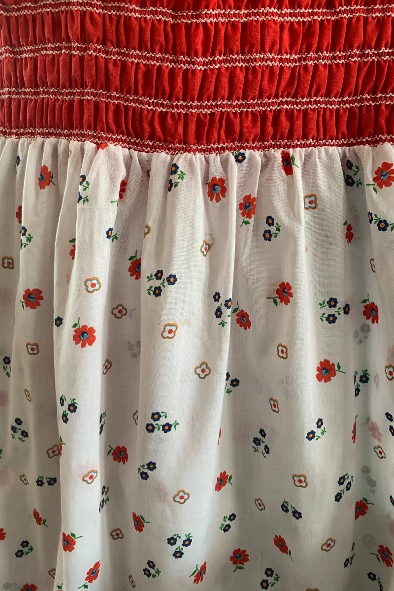 Vintage Maxi Dress - Scarlet & White Prairie Floral - Free Size XL 7 Vintage Maxi Dress - Scarlet & White Prairie Floral - Free Size XL - Image 7