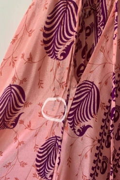 Eden Halter Maxi Dress - Vintage Sari - Baby Pink & Plum Motif - Free Size S/M -KIKIS Clothing Shop image a975573c 5d2d 4270 b546 b898758985e9