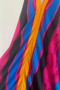 Athena Maxi Dress - Vintage Sari - Magenta Pink & Bright Stripe - XS - M/L -KIKIS Clothing Shop image a9e336f8 14e7 4d84 8e2a 5b1ea8ed8713