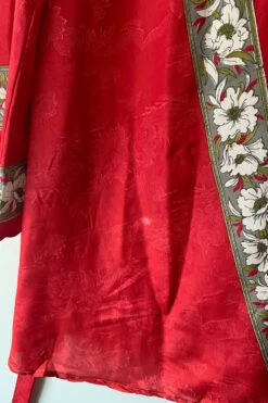 Karina Kimono Mini Dress - Vintage Sari - Crimson Nouveau Floral - Free Size S/M -KIKIS Clothing Shop image ae67b29a 03e0 48b6 956a cca2bfc8e154