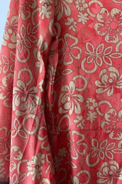 Venus Maxi Dress - Vintage Sari - Blush Pink & Vanilla Retro Floral - Size L/XL -KIKIS Clothing Shop image aeb1029f bc1a 497f b466 34d8300b4792