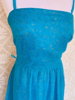 SALE Vintage Vera Mont Turquoise Blue Strappy Dress - Size XXS - XS -KIKIS Clothing Shop image b392ebc5 1bcf 4c9a b8b5 dda61cd08d3b