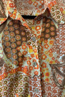 Vintage Midi Dress - Earth Tone Floral Clusters - Size S/M -KIKIS Clothing Shop image bd195f29 04ef 40a8 bf0b 3c6457a63779