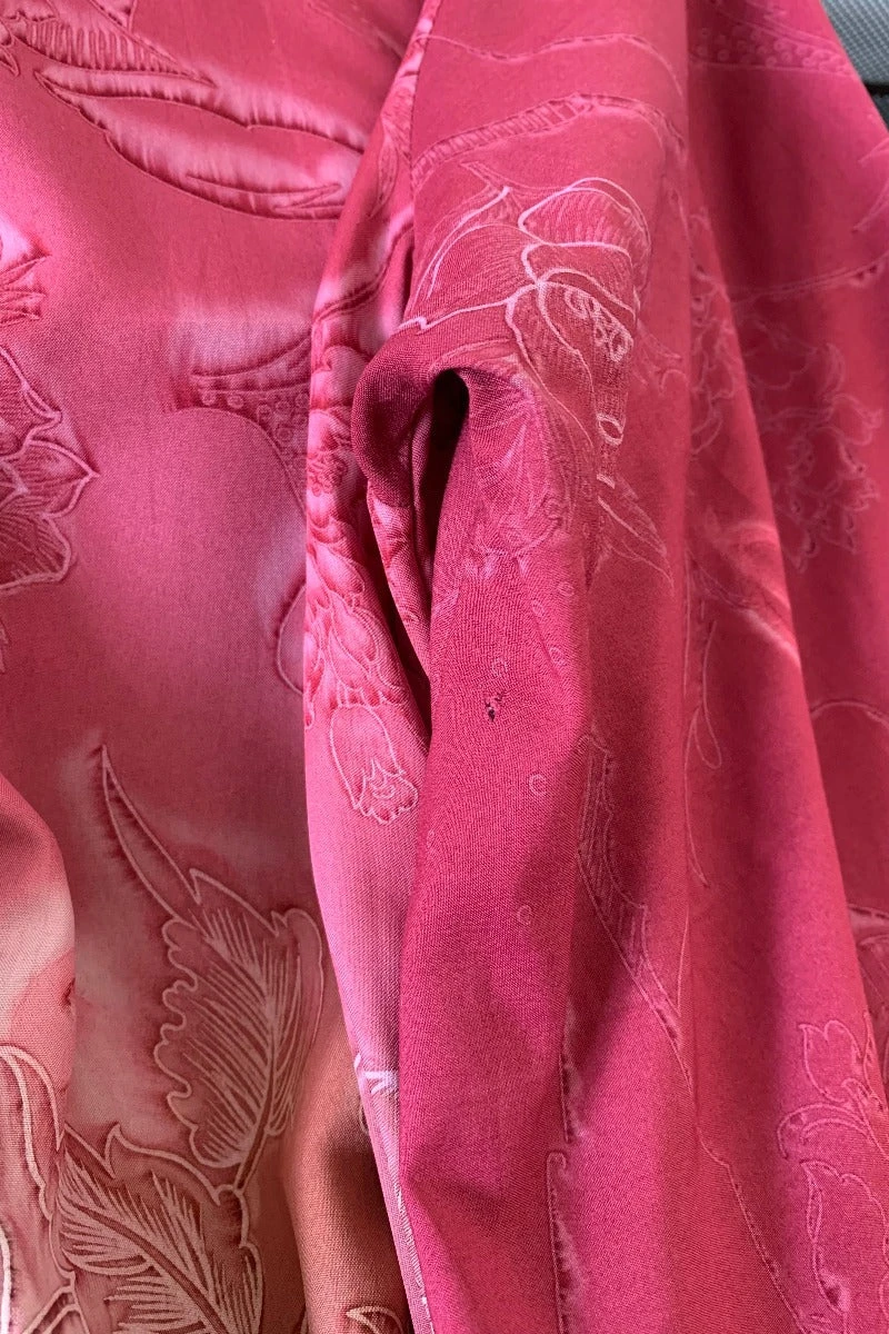 Karina Kimono Mini Dress - Vintage Sari - Rose Acid Wash Floral - Free Size XL 5 Karina Kimono Mini Dress - Vintage Sari - Rose Acid Wash Floral - Free Size XL - Image 5