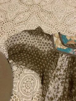 SALE Vintage 70s Boho Dress - Juniper & White Floral Colour Block - XS/S -KIKIS Clothing Shop image c40f03a3 54ff 4551 bd7f 3877d11331ff