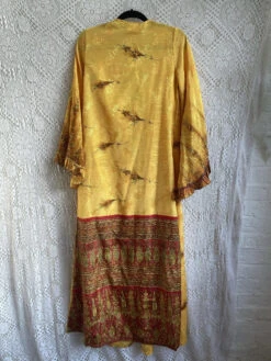 Venus Maxi Wrap Dress - Vintage Sari - Sun Gold With Autumn Flower - S/M -KIKIS Clothing Shop image c4a19af8 1817 4721 82a8 a2fa7be56f29