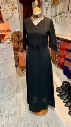 SALE Vintage Black Maxi Dress With Tassel Detailing - Size XS/S -KIKIS Clothing Shop image cf67fec0 feae 4372 a516 27e5d8ceabe1