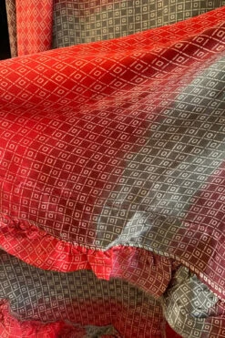 SALE Venus Vintage Sari Midi Dress - Cherry Red & Slate Batik Effect - Size S/M -KIKIS Clothing Shop image ddea6f3e 39e1 4c72 a97e 8c6acb1897b3