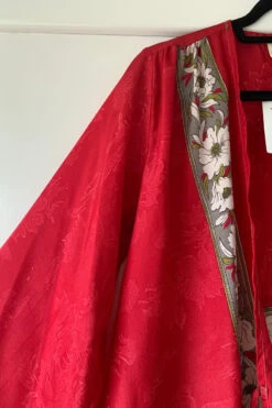 Karina Kimono Mini Dress - Vintage Sari - Crimson Nouveau Floral - Free Size S/M -KIKIS Clothing Shop image de853d38 693f 44fc ad9d 80d46975876d