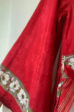 Karina Kimono Mini Dress - Vintage Sari - Crimson Nouveau Floral - Free Size S/M -KIKIS Clothing Shop image e2b55a17 19cf 434c 8ac7 057f85dd36b3