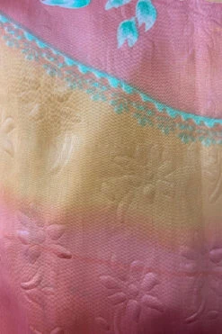 Venus Vintage Sari Midi Dress - Sunny Salmon Pink Embossed Floral - Size S/M -KIKIS Clothing Shop image e53763d6 745b 42f5 9639 6616a799b3d2