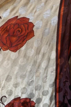 Athena Maxi Dress - Vintage Sari - Ivory, Umber & Rust Red Rose - S/M - XXL -KIKIS Clothing Shop image e66cebe6 a18f 4c11 8dd6 fd884464f473