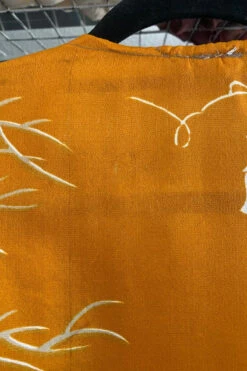 Venus Vintage Sari Midi Dress - Ochre Yellow Leaf & Bird Print - Size S -KIKIS Clothing Shop image e751d0af bfed 41ac 831d 12be1310ea97