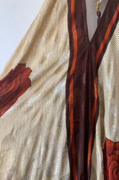 Athena Maxi Dress - Vintage Sari - Ivory, Umber & Rust Red Rose - S/M - XXL -KIKIS Clothing Shop image e7cdd9f6 1e32 443e 9298 f56d924968c3