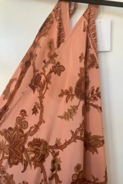 Athena Maxi Dress - Vintage Sari - Dusty Rose Bird & Jacquard Print - XS - M/L -KIKIS Clothing Shop image ec35f2c4 9f1b 44b9 a61f 1e8695a3fe44