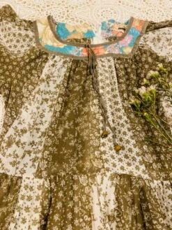 SALE Vintage 70s Boho Dress - Juniper & White Floral Colour Block - XS/S -KIKIS Clothing Shop image ee39a0a1 2b86 454b ada9 487b847301f9