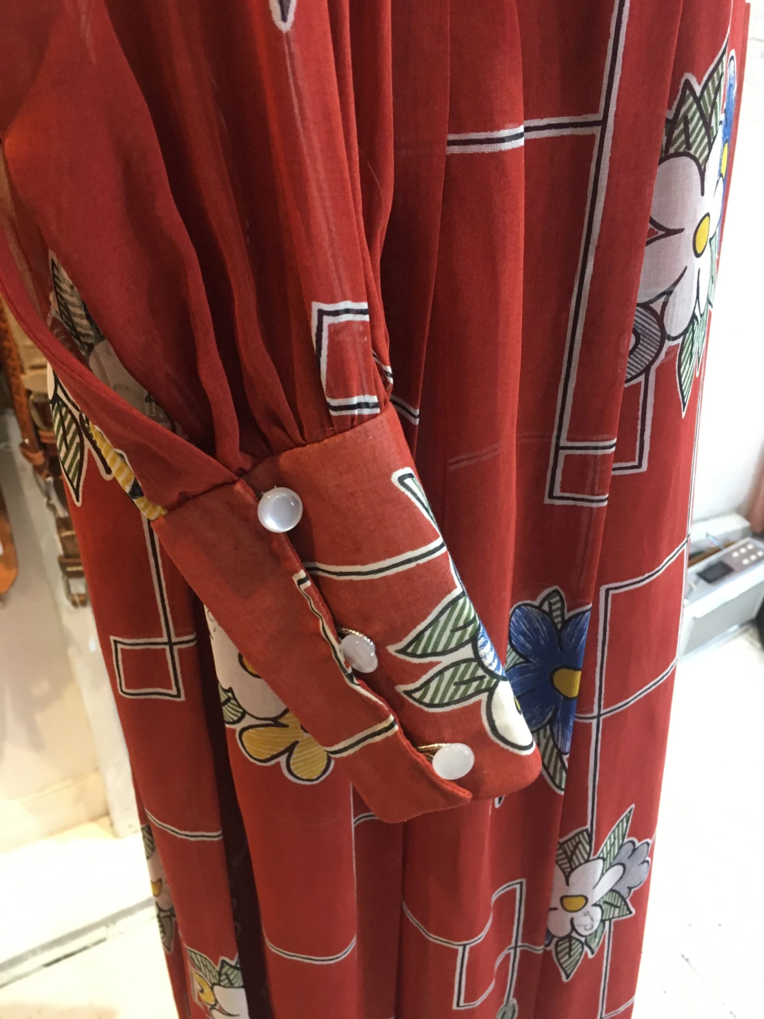 Vintage Brick Red Floral Maxi Dress - S 7 Vintage Brick Red Floral Maxi Dress - S - Image 7