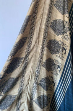 Athena Maxi Dress - Vintage Sari - Midnight Blue & Champagne Peacock Print - XS - S/M 8 Athena Maxi Dress - Vintage Sari - Midnight Blue & Champagne Peacock Print - XS - S/M -KIKIS Clothing Shop image f4a49093 7182 491c 81d3 2eacdaec3d1f