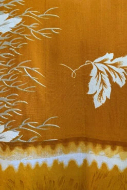 Venus Vintage Sari Midi Dress - Ochre Yellow Leaf & Bird Print - Size S -KIKIS Clothing Shop image f503a91e a676 4541 a00e a53901cb6e0f
