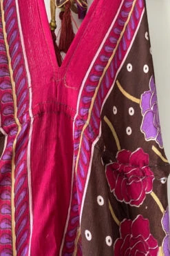 Blossom Halter Maxi Dress - Vintage Sari - Sand, Umber & Pink Rose Floral - Free Size S/M -KIKIS Clothing Shop image f8ef2fcf 2988 4e25 bde9 7bffeb8458f6