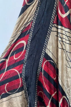 Blossom Halter Maxi Dress - Vintage Sari - Gold, Raven & Burgundy Shimmer Swirl - Free Size S/M -KIKIS Clothing Shop image fdbc3697 aaac 40af 849a 163b0f0d8c71