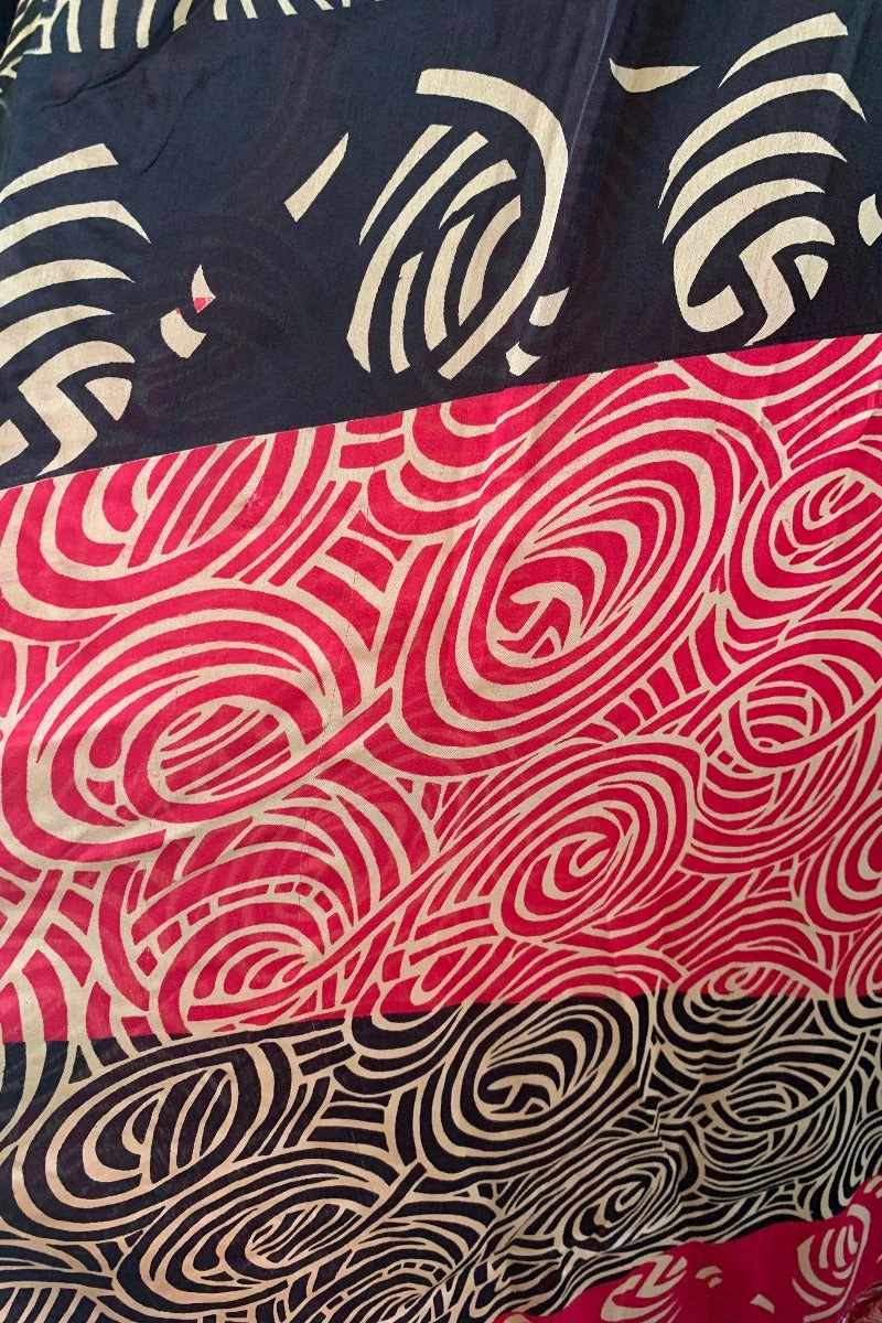 Venus Vintage Sari Midi Dress - Midnight & Rosehip Swirl - Size S/M 4 Venus Vintage Sari Midi Dress - Midnight & Rosehip Swirl - Size S/M - Image 4