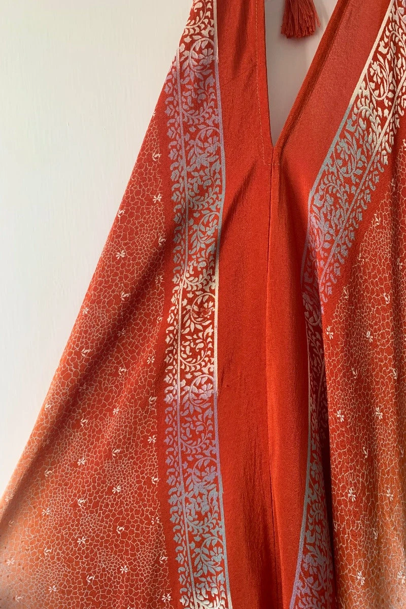 Athena Maxi Dress - Vintage Sari - Dusty Pink & Burnt Orange Fade - XS - L/XL 5 Athena Maxi Dress - Vintage Sari - Dusty Pink & Burnt Orange Fade - XS - L/XL - Image 5