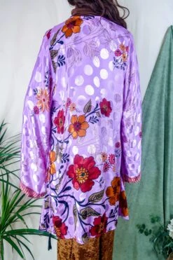 Karina Kimono Mini Dress - Vintage Sari - Garden Cosmos Floral - Free Size XL 13 Karina Kimono Mini Dress - Vintage Sari - Garden Cosmos Floral - Free Size XL -KIKIS Clothing Shop karina midi length long sleeve boho kimono wide sleeve hippie jacket handmade from recycled vintage 70s indian silky sari colourful bohemian robe by all about audrey 168